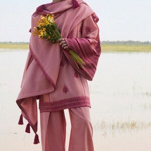 Jugnu Brand - Elegant Pink Embroidered Pakistani three piece outfit